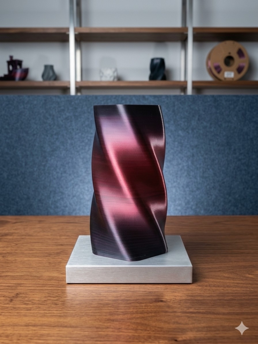 Sculptural Twisted Vase - Red And Black